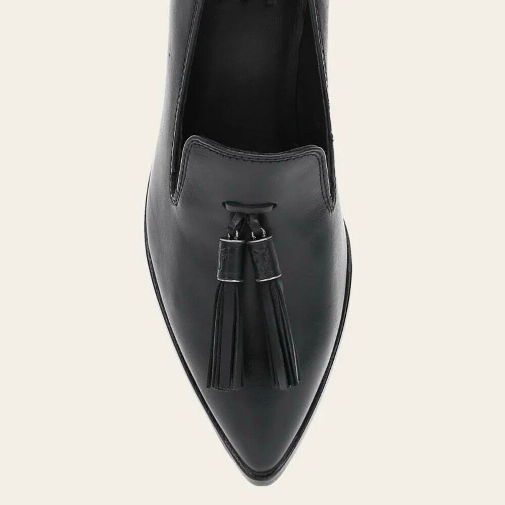 NWT  Frye Suede Leather Sadie Venetian Tassel Block Heel Loafers Black Size 11M - Picture 6 of 8